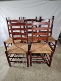 Set of 5 Rush Seat Ladderback Chairs