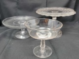 2 Pressed Glass Cake Plates and Compote