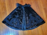 Victorian Black Velvet Cape with Embroidered Applique Design