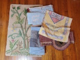 Hooked Rug, Feed Bag, Braided Chair Pad, Rag Rug, Lingerie Bag, Patchwork Quilt Top