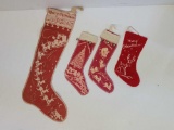 4 Vintage Miniature Printed Christmas Stockings