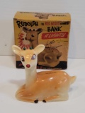 Rudolph the Red-Nosed Reindeer Bank with Original Box