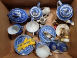 Miniature Blue Willow Tea Set Pieces, Cobalt Salt & Pepper Set, Other Miniature Pieces