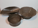 Tin Colander, Scale Pan and Sieve
