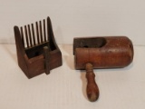 Vintage Cranberry Comb and Wooden Clamp