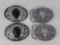 2 Pairs of Belt Buckles- Pair with Black Stones, Pewter Pair with Enamel Background and Stars
