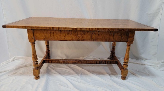 Tiger Maple Coffee Table with Breadboard Style Top