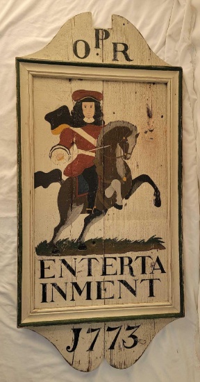 Painted Wooden Sign "OPR Entertainment 1773"