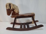 Child's Wooden Rocking Horse with Yarn Mane & Tail