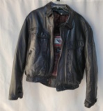 Men's FirstGear Leather Motorcycle Jacket, Size Large, with Liner and Built-in Neck Cover