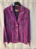Cripple Creek Purple Suede Jacket with Fringe, Size Large