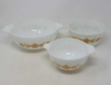 3 Pyrex Bowls in Butterfly Gold