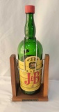 Oversized J & B Bottle in Wooden Swivel Stand