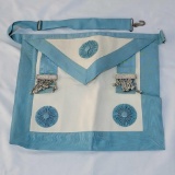 Kid Leather and Ribbon Apron with Metal Accents & Ribbon Rosettes