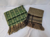 2 Large Scarves/Tapestries- Green with Elephants and Black & Gold