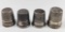 4 Sterling Thimbles - #9, 10, 12 & other - 0.46 ozt total