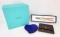 Tiffany & Co. Cobalt Blue Glass Heart Paperweight in Box, Crazy Horse Magnetic Bookmark, etc.