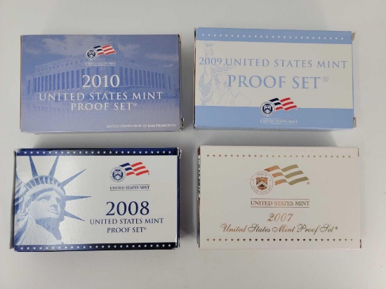 4 U.S. Mint Proof Sets - 2007, 2008, 2009, 2010