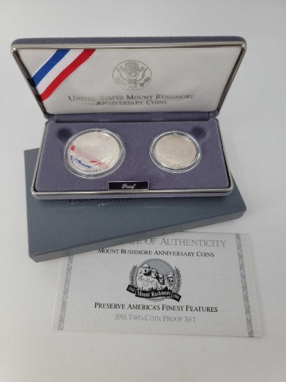 U.S. Mount Rushmore Anniversary Coins with COA and Box
