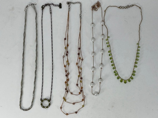 Peridot Beaded Necklace Along with Costume Necklaces