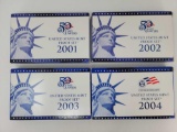 4 U.S. Mint Proof Sets - 2001, 2002, 2003, 2004