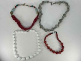 4 Chunky Beaded Costume Necklaces