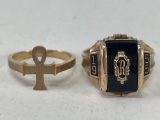 Two 10K yellow gold Rings