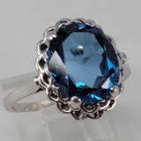 Blue Synthetic Spinel and Gold Ring