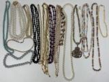 Grouping of Costume Beaded Necklaces - Mother of Pearl, plastic, glass, etc.