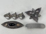 Sterling Brooches and Hair Barrett