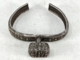 Very Early Ornate Ethnic Silver Wrist or Arm Decoration with Rattle