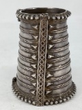 Very Early Tapered Ethnic Hinged Silver Cuff, 5.95 ozt, 3.75