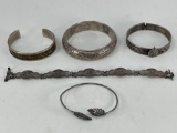 5 Silver Bracelets