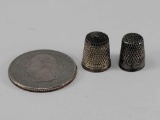 2 Tiny Children's Thimbles-One marked sterling - 0.06 ozt total.