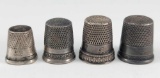 4 Sterling Thimbles - #6, 9, 10, 12 - 0.39 ozt total