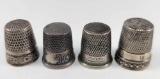 4 Sterling Thimbles - #9, 10, 12 & other - 0.46 ozt total