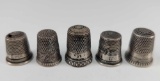 5 Sterling Thimbles - #5, 7, (2)8, 9 - 0.48 ozt total