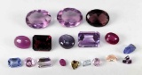 18 Various Pink/Purple Unset Stones - Amethyst, Garnet, Ruby, Iolite, etc., Various Cuts and Sizes