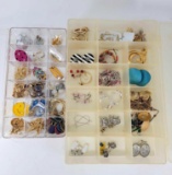 Large Grouping of Costume Earrings in Divided Boxes
