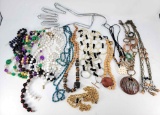 Costume Necklaces and Pair of Wire Glove Forms