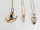 3 Gold Necklaces and Pendants