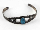 Sterling and Turquoise Cuff Bracelet, 0.25 ozt