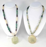2 Carved and Beaded Necklaces, Various Stones