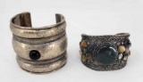 2 Ethnic Silver Cuff Bracelets