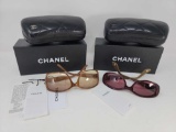 2 Pair Chanel Sunglasses with Cases and Boxes, Phamphlets