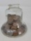Glass Liberty Bell Bank with Coins