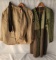 2 Khaki Military Shirts, Tie and Coat Liner