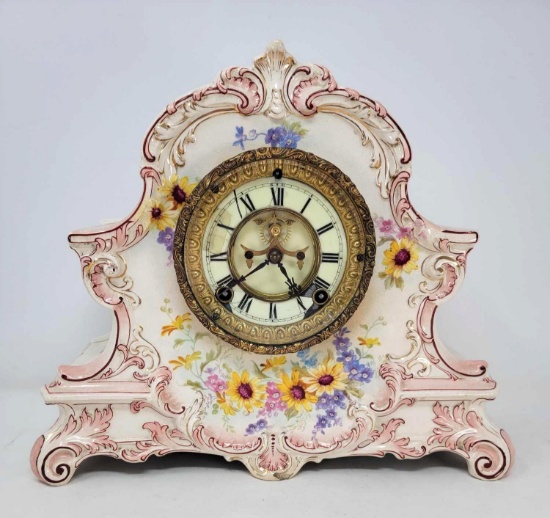 Royal Bonn "La Nord" China Cased Mantel Clock