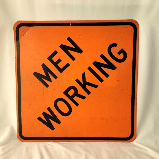 Enameled "Men Working" Sign