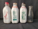 4 Milk Bottles- Deger's, Bechtel's, Carver's, Abbott's